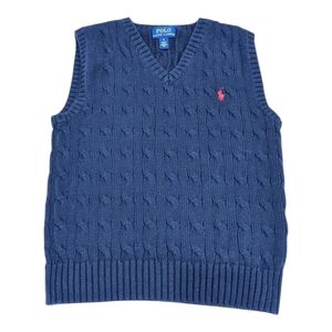 Polo Ralph Lauren Navy Blue Cable Knit Sweater Vest Preppy Kids Boys Size 6